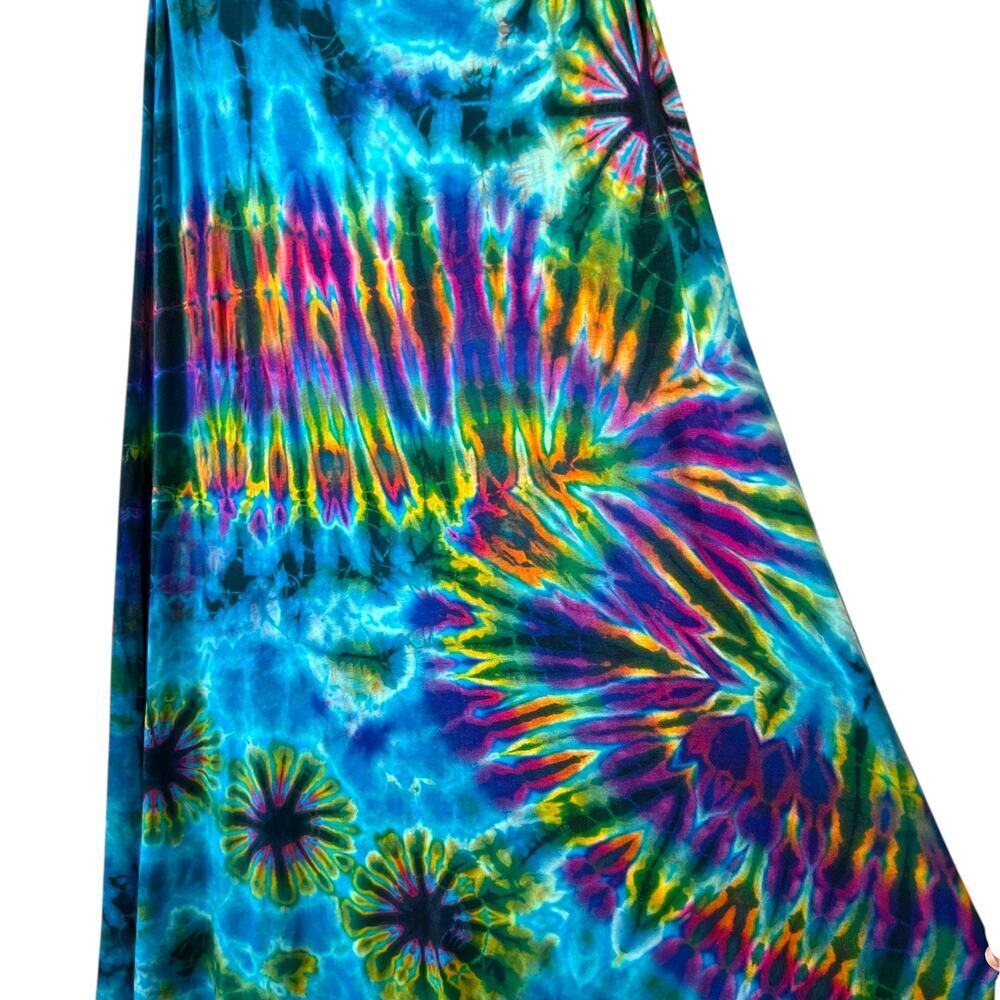 Tie-Dye Maxi Skirt in Teal Blue